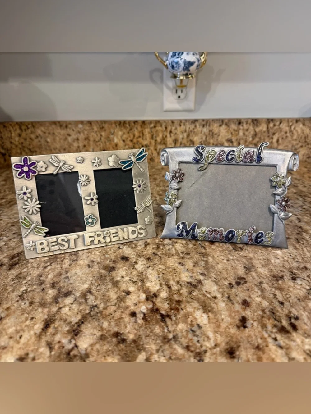 2 Vintage Y2K Best Friends Memories Metal Glitter Enamel 90s Picture Frames